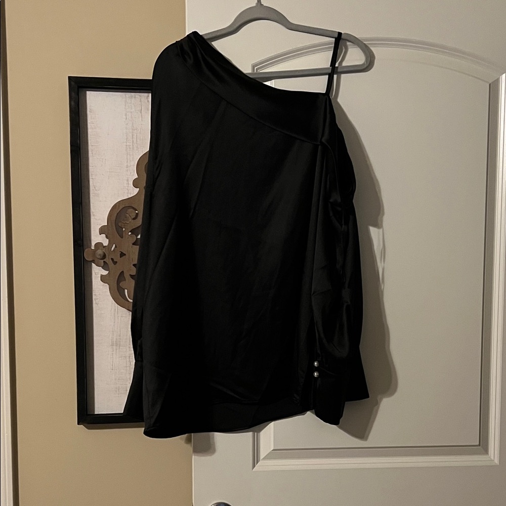 Elegant Black Women's Blouse Satin